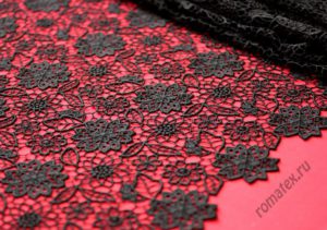 Ткань плетеное
 кружево италии цвет черный